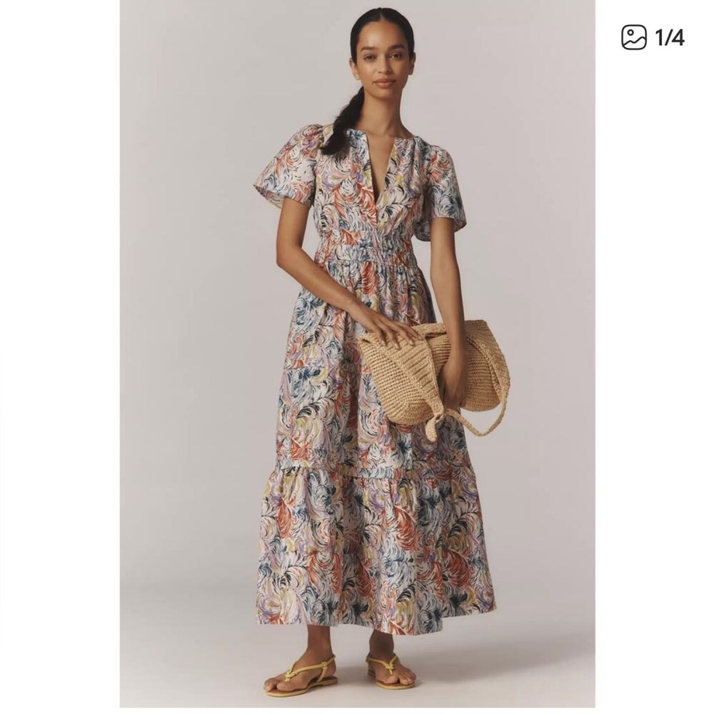 Anthropologie Multicolor Floral Maxi Dress